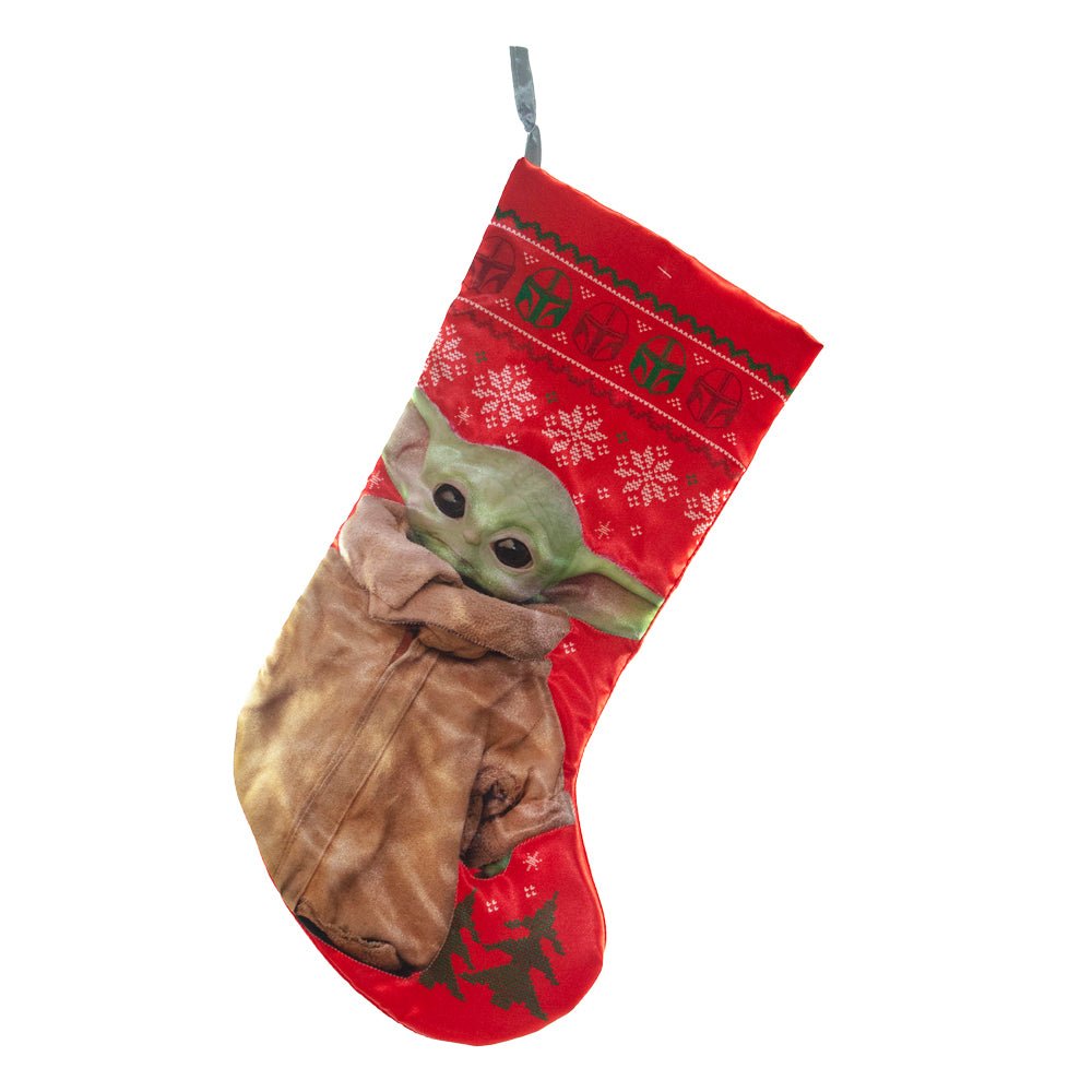 KURT ADLER 19" PRINT BABY YODA STOCKING WITHOUT CUFF - Tree Treasures