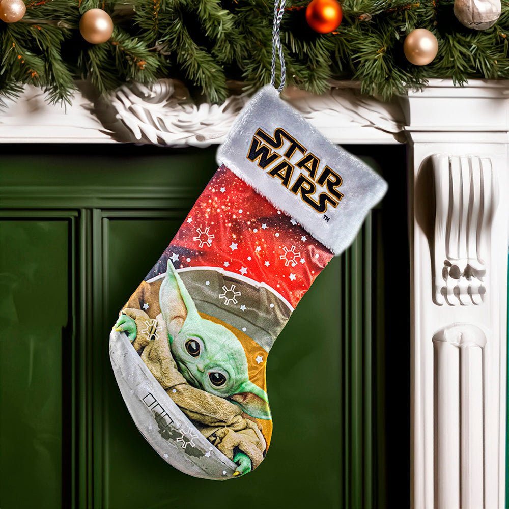 KURT ADLER 19" STAR WARS BABY YODA STOCKING WITH CUFF - Tree Treasures
