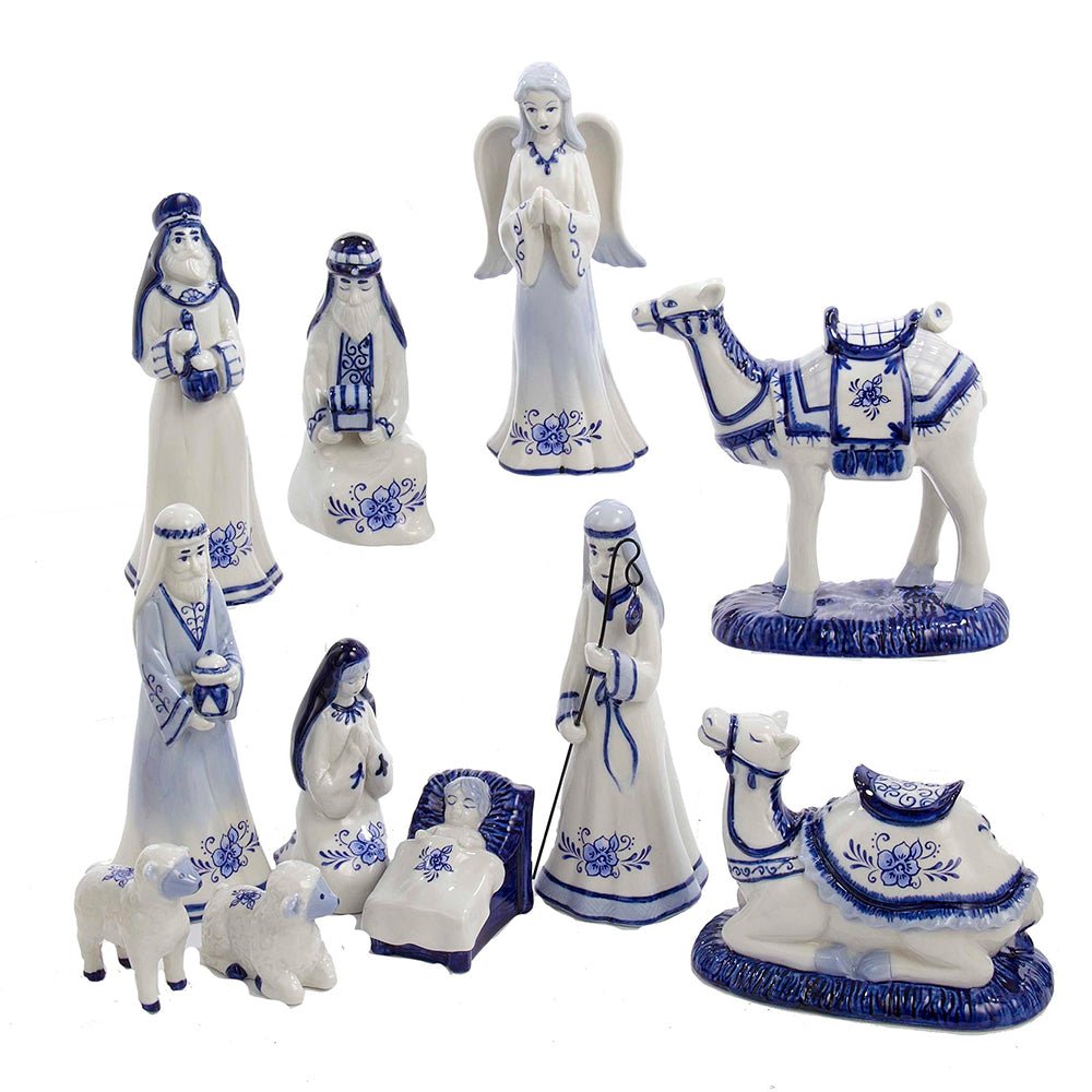 KURT ADLER 1.97 - 6.7" DELFT BLUE NATIVITY SET 11 PIECES - Tree Treasures