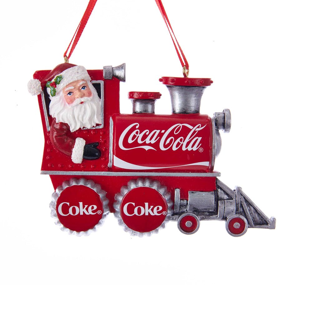 KURT ADLER 2.5" RESIN SANTA COCA - COLA TRAIN ORNAMENT - Tree Treasures