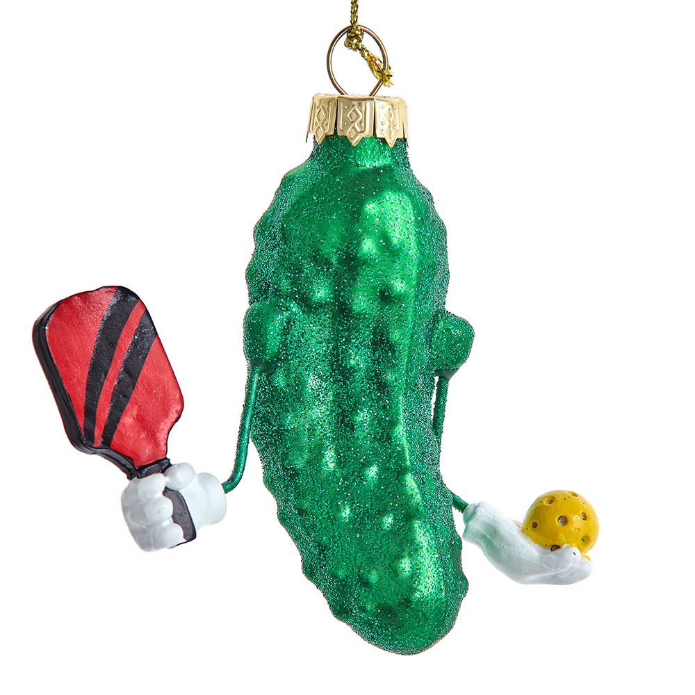 KURT ADLER 3" GLASS PICKLEBALL CUCUMBER ORNAMENT - Tree Treasures