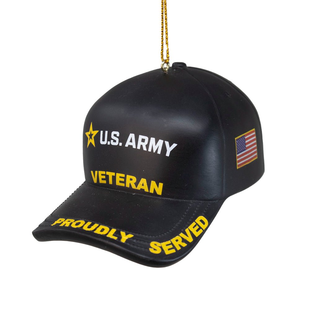 KURT ADLER 3.5" RESIN U.S. ARMY VETERAN CAP ORNAMENT - Tree Treasures
