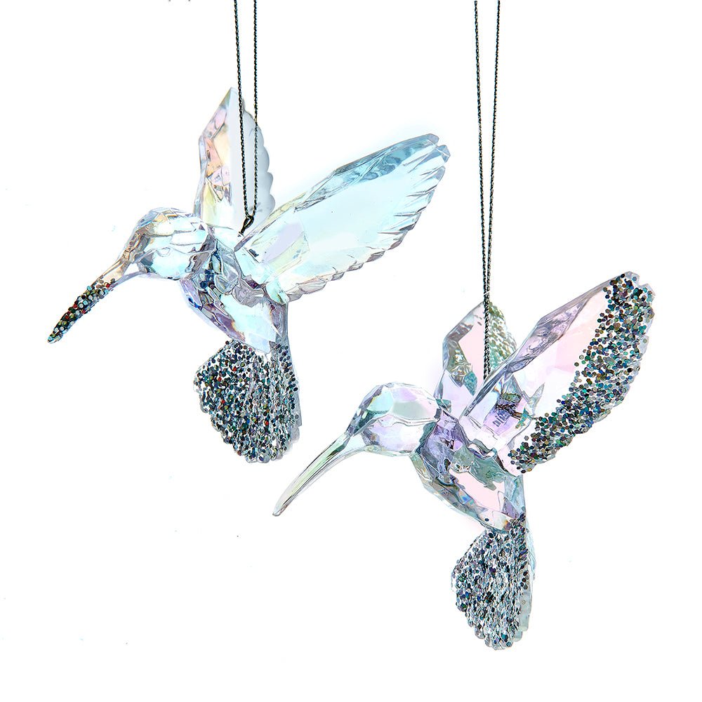 KURT ADLER 3.75" ACRYLIC OPALESCENT BIRD ORNAMENT 2 ASSORTED - Tree Treasures