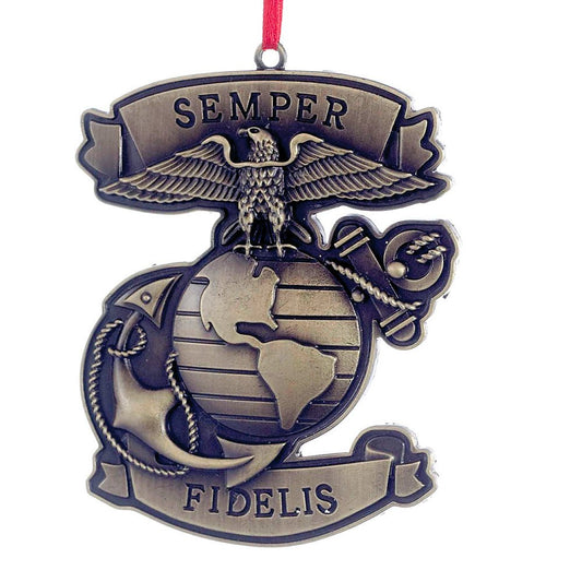 KURT ADLER 3.75" METAL "SEMPER FIDELIS" ORNAMENT - Tree Treasures
