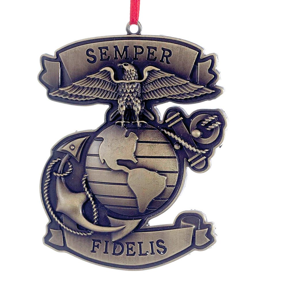KURT ADLER 3.75" METAL "SEMPER FIDELIS" ORNAMENT - Tree Treasures