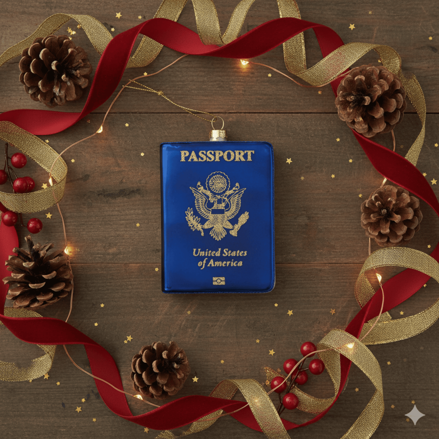 Kurt Adler 4" Blue Glass Passport Ornament - Tree Treasures