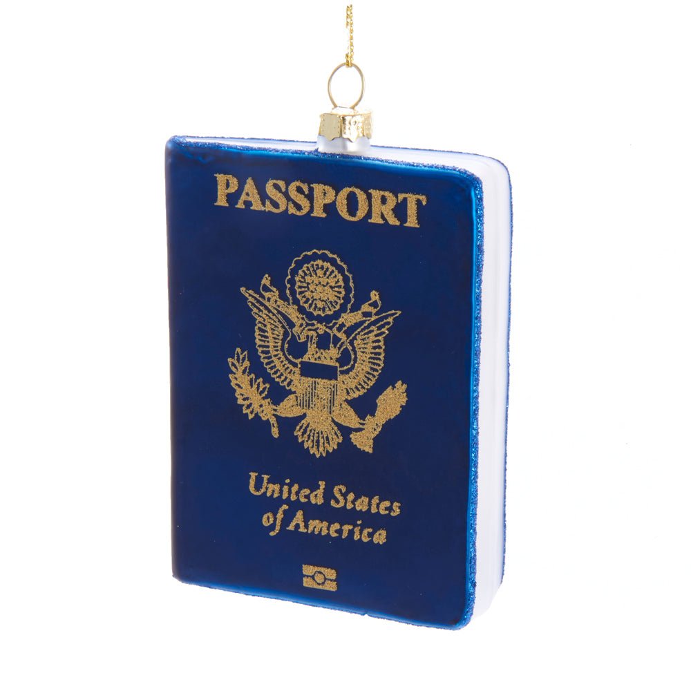 Kurt Adler 4" Blue Glass Passport Ornament - Tree Treasures