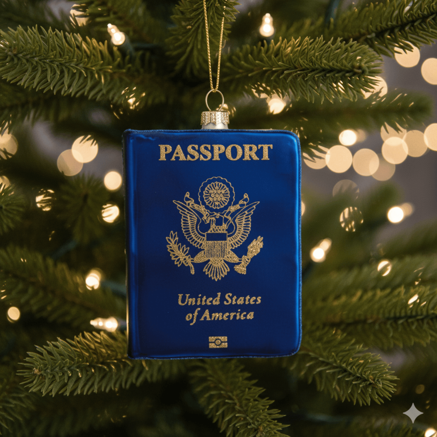 Kurt Adler 4" Blue Glass Passport Ornament - Tree Treasures