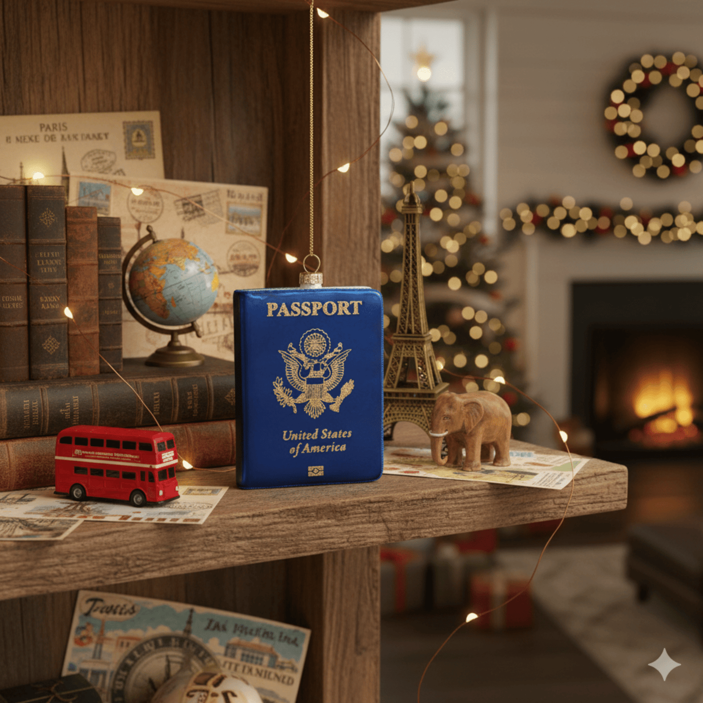 Kurt Adler 4" Blue Glass Passport Ornament - Tree Treasures