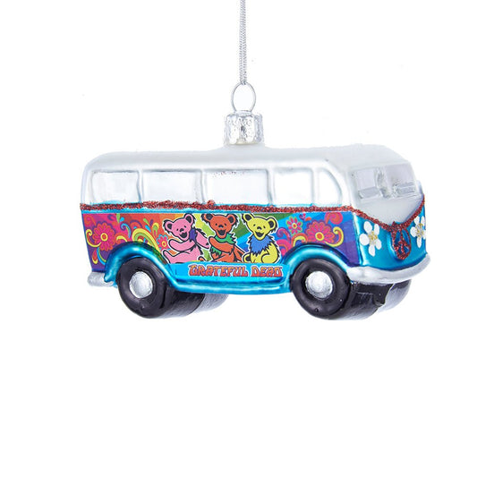 KURT ADLER 4" GLASS GRATEFUL DEAD BUS ORNAMENT - Tree Treasures