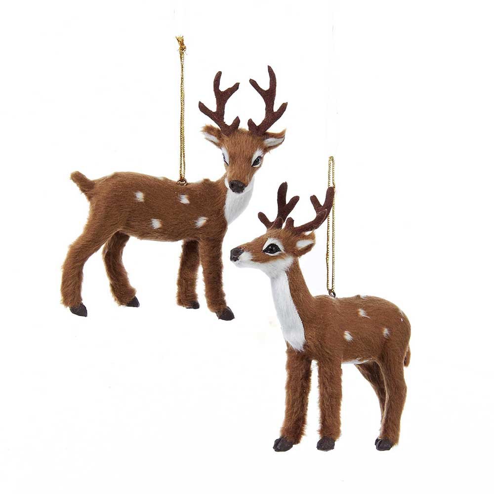 KURT ADLER 4" PLUSH REINDEER ORNAMENT 2 ASSORTED - Tree Treasures