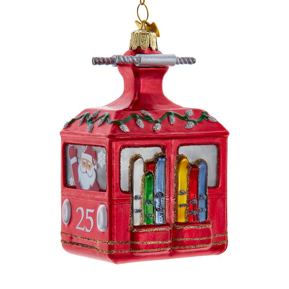 KURT ADLER 4.5" NOBLE GEMS SKI GONDOLA GLASS ORNAMENT - Tree Treasures
