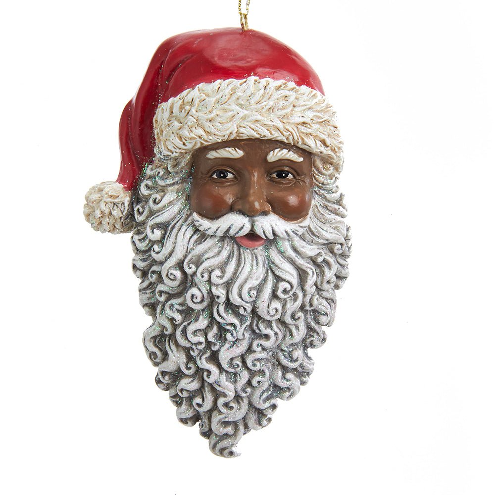 KURT ADLER 4.5" RESIN BLACK SANTA HEAD ORNAMENT - Tree Treasures