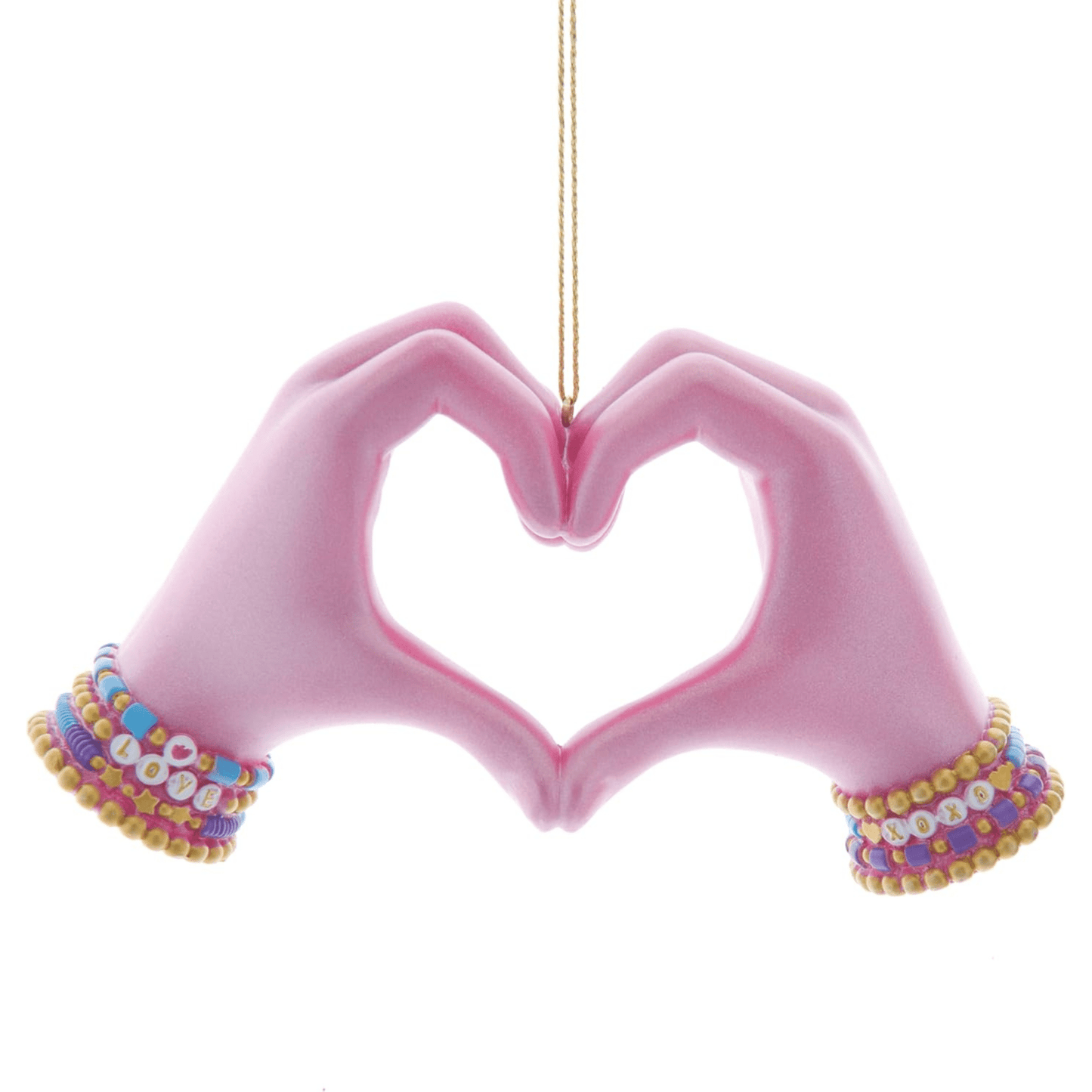 Kurt Adler 5" Pink Electroplated Heart Hands Ornament – Symbol of Love, Friendship & Togetherness - Tree Treasures