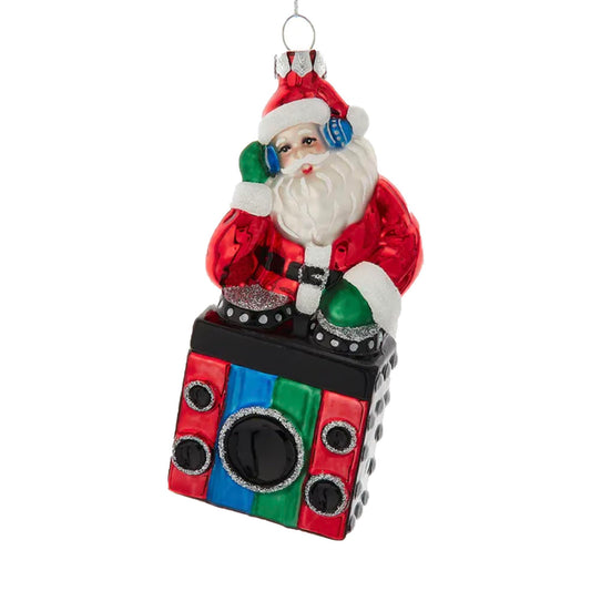KURT ADLER 5.25" GLASS DJ SANTA ORNAMENT - Tree Treasures