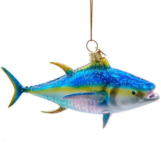 KURT ADLER 6" NOBLE GEMS GLASS YELLOWFIN TUNA ORNAMENT - Tree Treasures