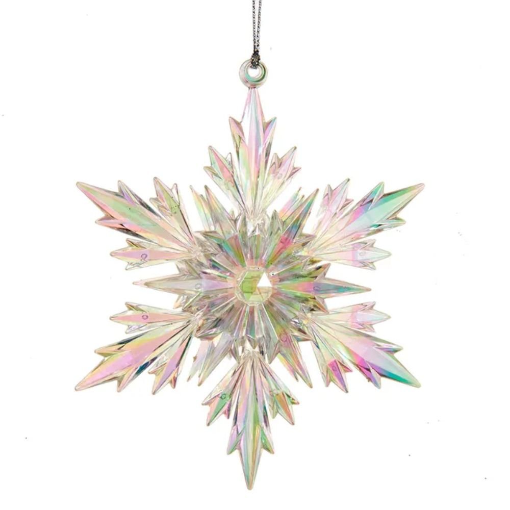 Kurt Adler Acrylic Iridescent Snowflake Ornament, 5 Inches - Tree Treasures