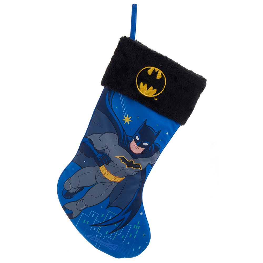 Kurt Adler Batman™ Stocking with Logo and Plush Cuff – 19" Holiday Decor - Tree Treasures
