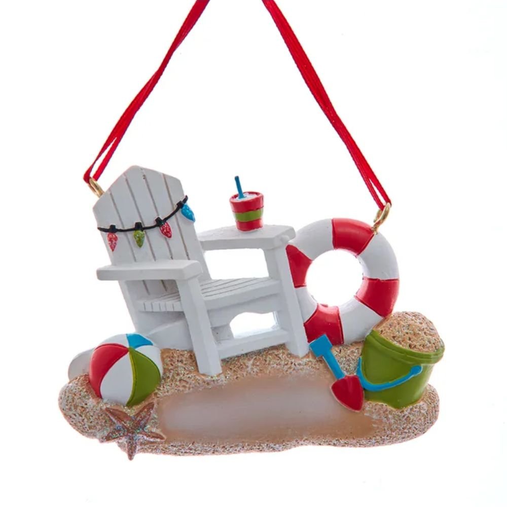 Kurt Adler Beach Chair Ornament For Personalization, 2.5 Inches - Tree Treasures
