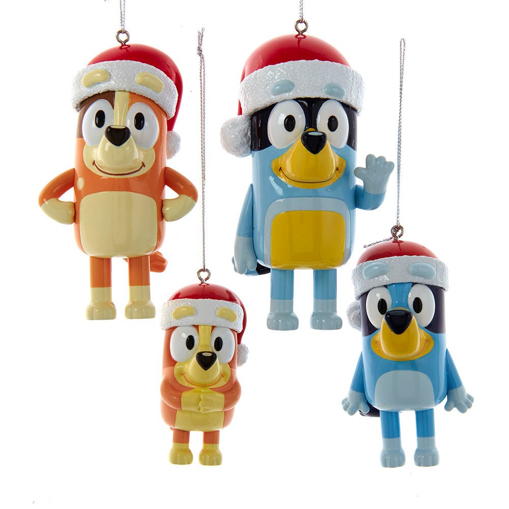 Kurt Adler Bluey & Family Blow Mold Ornament Set 4 Piece - Tree Treasures