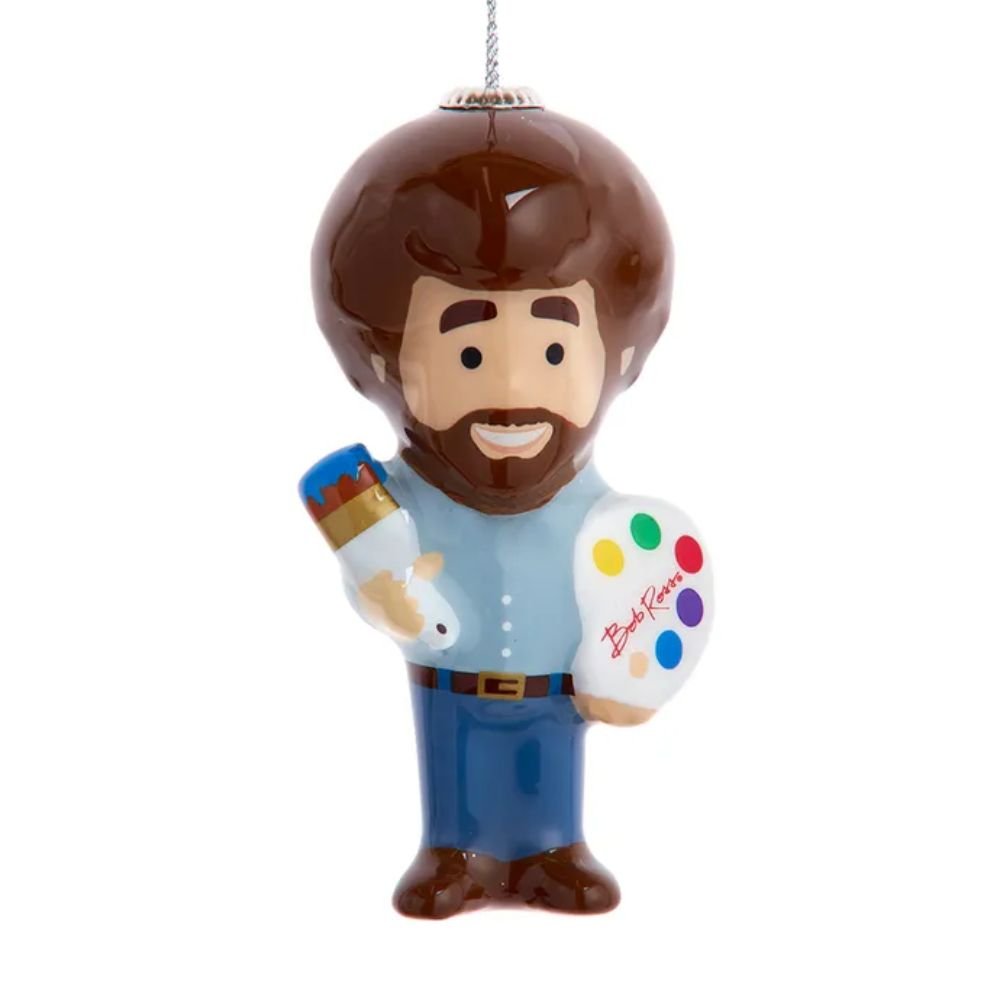 Kurt Adler Bob Ross® with Palette Decoupage Ornament, 3.5 Inches - Tree Treasures