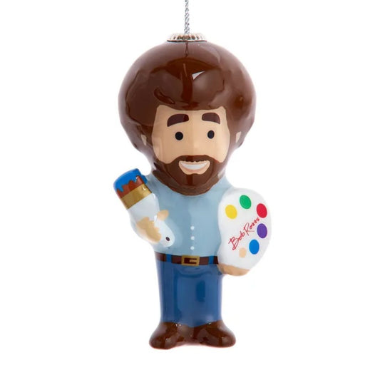 Kurt Adler Bob Ross® with Palette Decoupage Ornament, 3.5 Inches - Tree Treasures