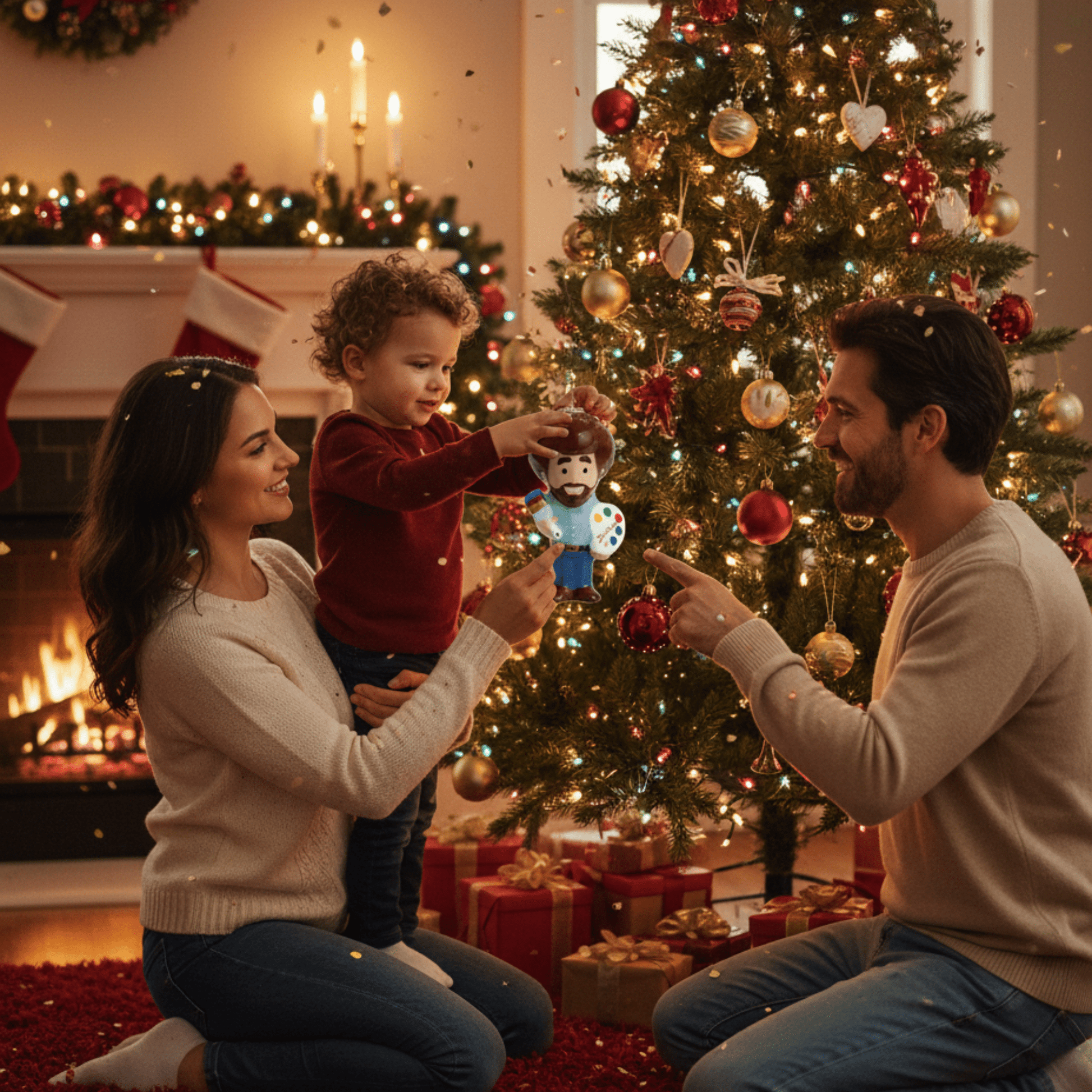 Kurt Adler Bob Ross® with Palette Decoupage Ornament, 3.5 Inches - Tree Treasures