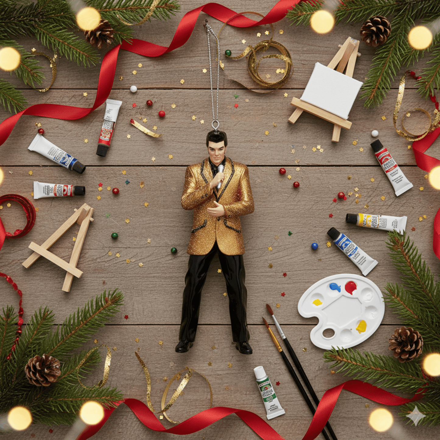 KURT ADLER ELVIS IN GOLD JACKET BLOW MOLD ORNAMENT - Tree Treasures