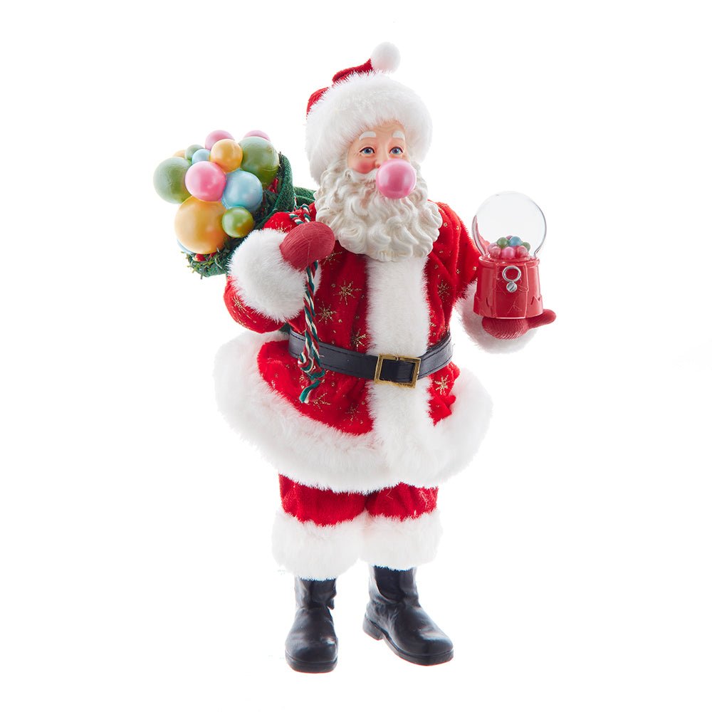 Santa blowing bubblegum, playful 10.5 inch holiday figurine with attitude