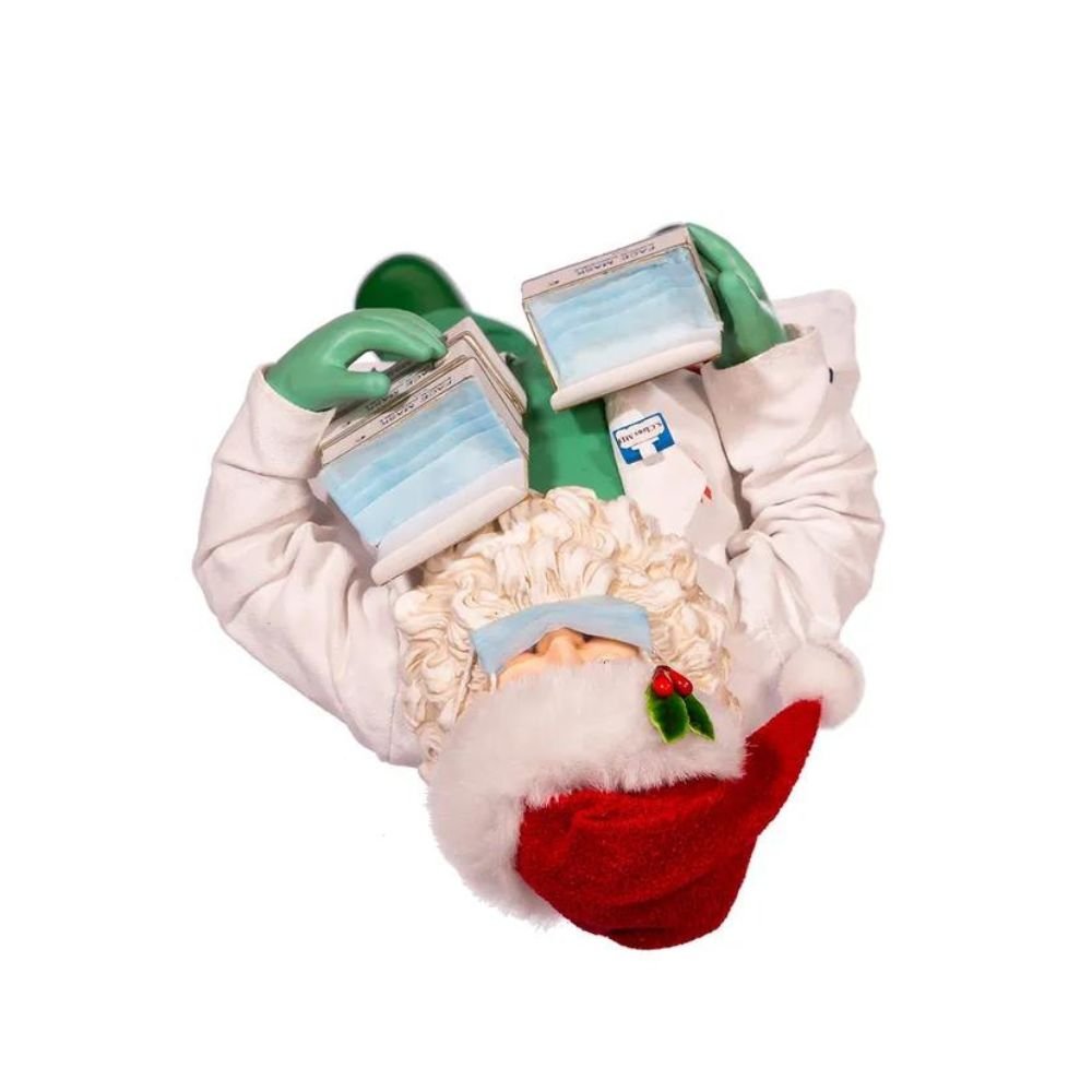 Kurt Adler Fabriché™ Doctor Santa Holding Face Masks, 10.5 Inches - Tree Treasures