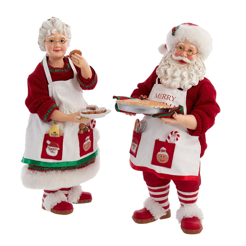 Holiday decoration featuring Fabriché™ Mr. and Mrs. Claus Dessert Set, 2