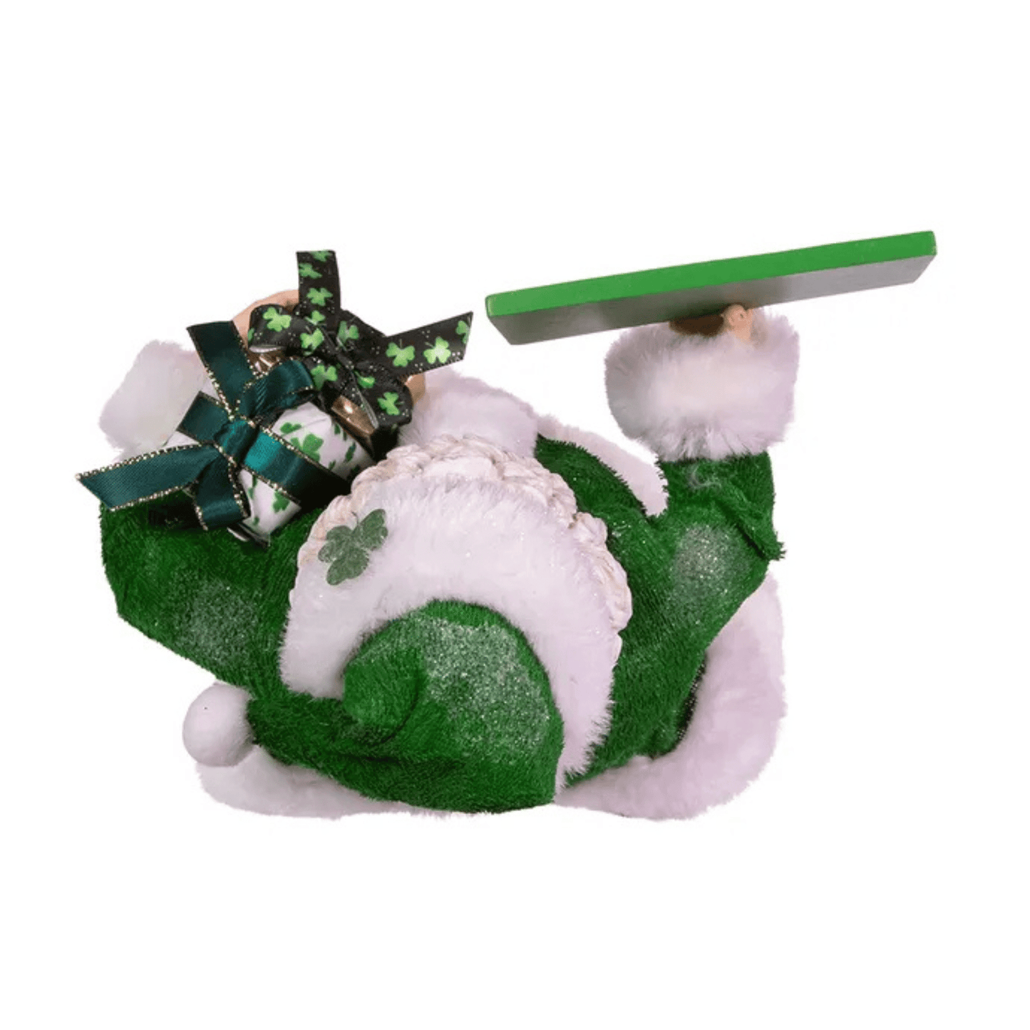 Kurt Adler Fabriché™ Musical Irish Santa Figurine Holding a Sign, 10.5 Inches - Tree Treasures