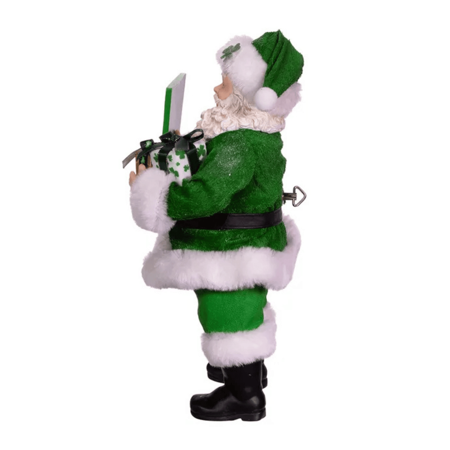 Kurt Adler Fabriché™ Musical Irish Santa Figurine Holding a Sign, 10.5 Inches - Tree Treasures
