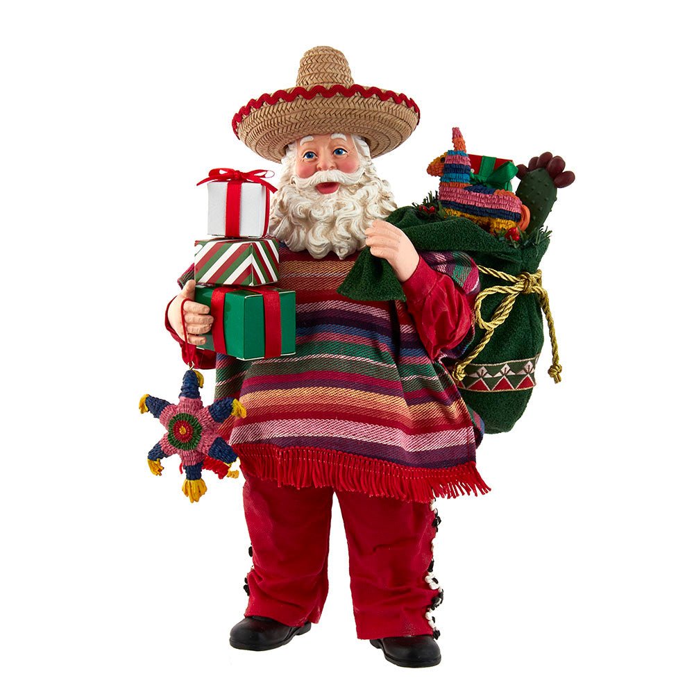 Holiday decoration featuring Fabriché™ Musical Mexican Santa, 11 Inches