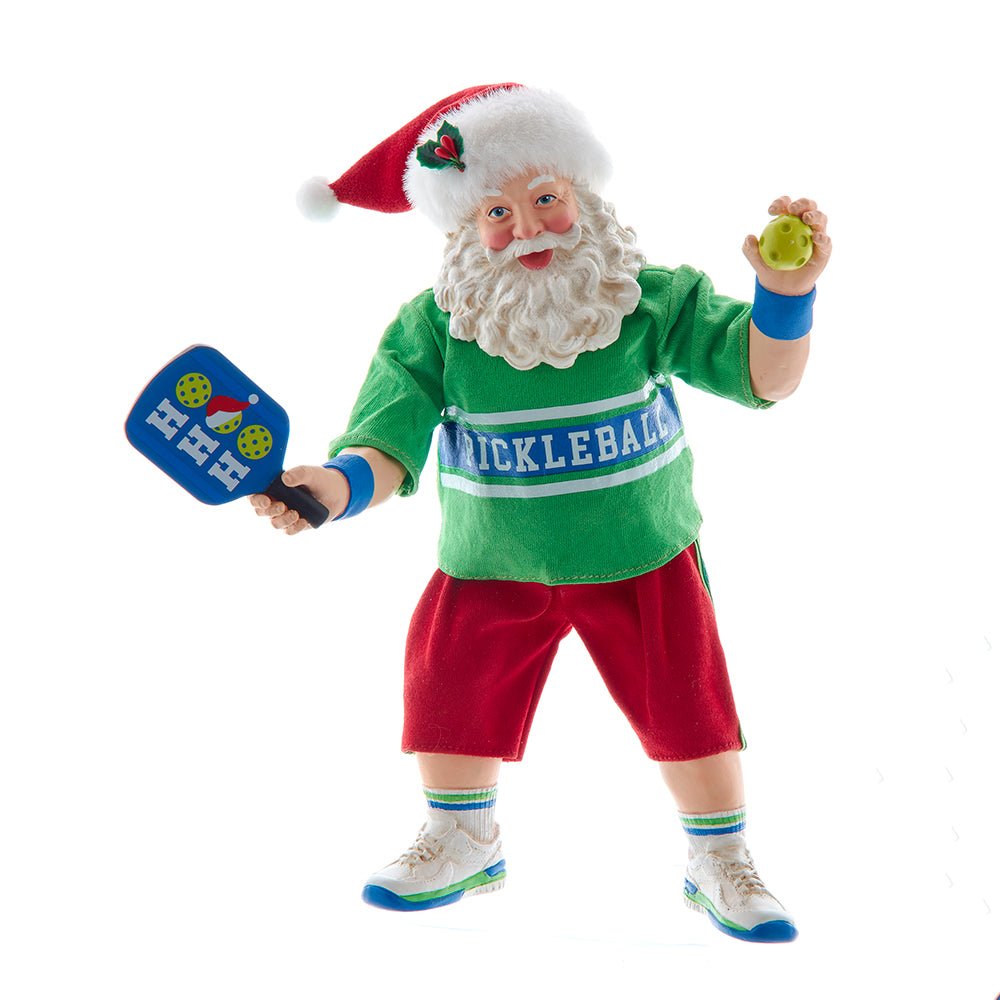 Santa in red athletic gear playing pickleball, Kurt Adler Fabriché, 10 in
