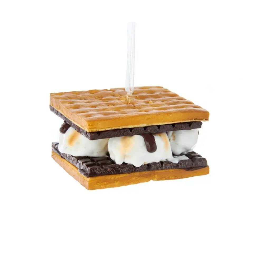 Foam s’mores ornament with Santa face and layered marshmallow look, 2.75 inches