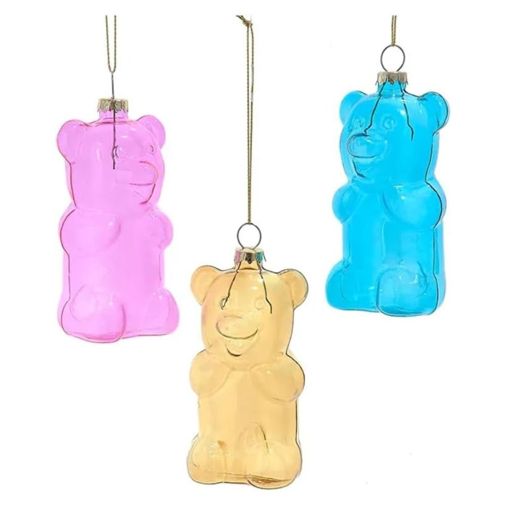 Kurt Adler Glass Gummy Bear Ornaments, Set of 3 - Tree Treasures