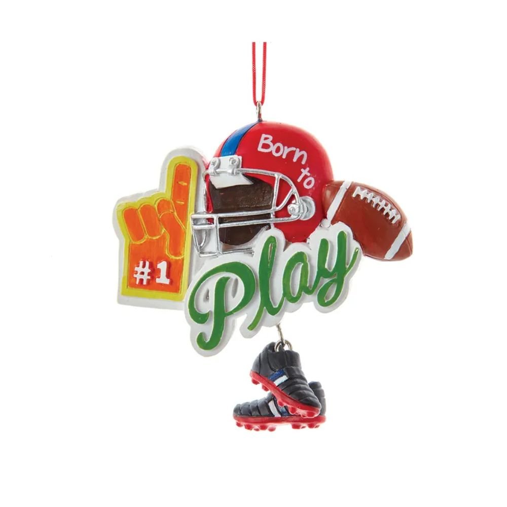 Football ornament in a classic hanging style with brown leather texture design