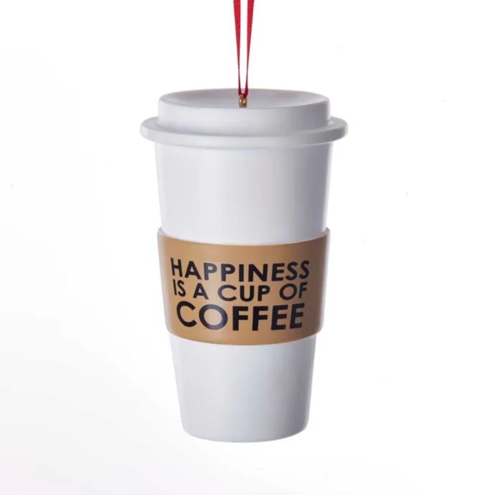 Kurt Adler, Happiness is a Cup of Coffee, Coffee Cup Ornament For Personalization, 3.75 inches - Tree Treasures