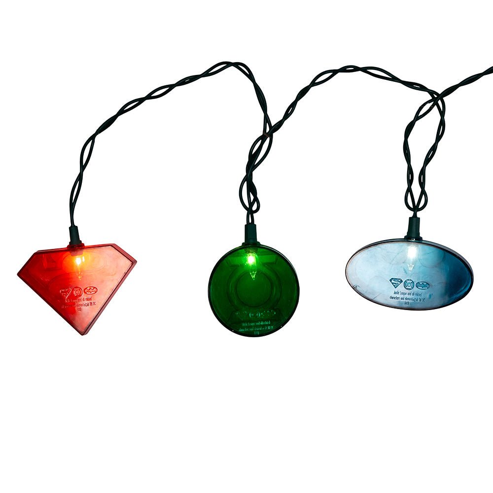 Kurt Adler Justice League™ 10 - Light String – 9' Indoor/Outdoor Superhero Lights - Tree Treasures