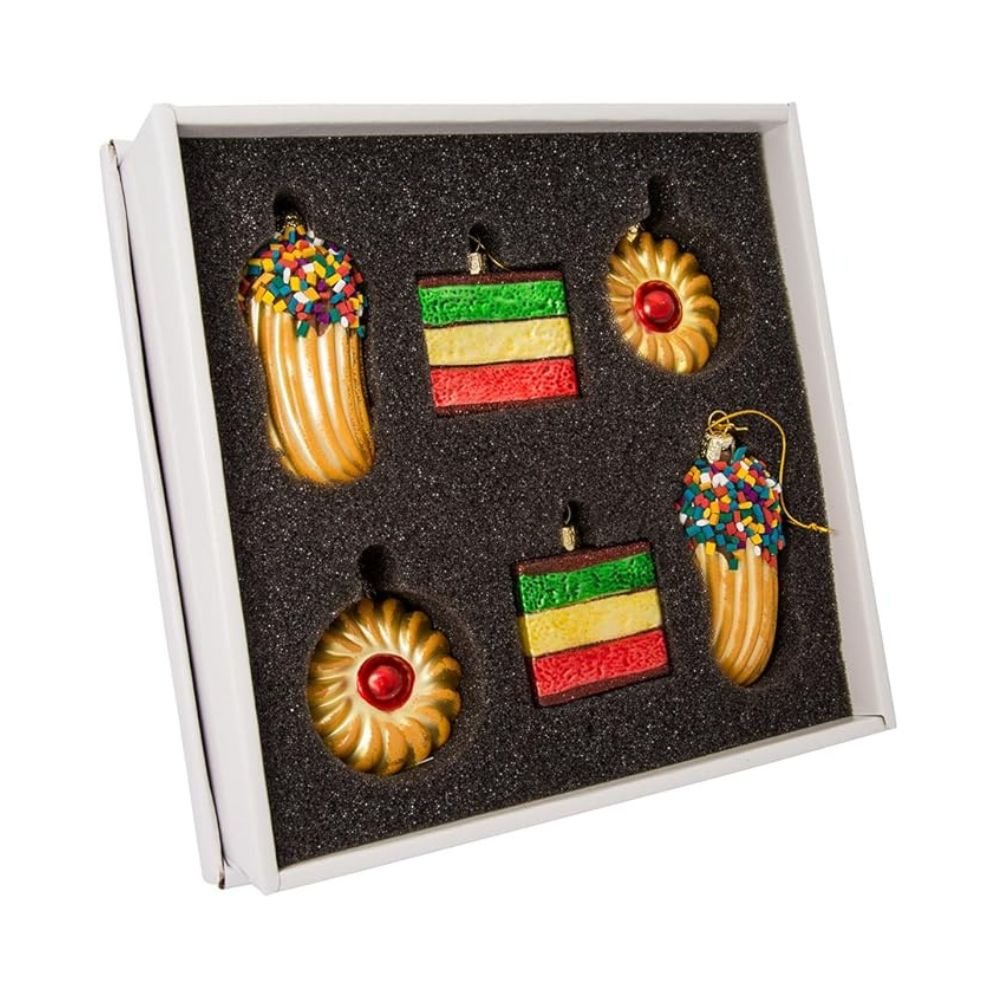 Kurt Adler Noble Gems™ Cookie Glass Ornament Set, 6 - Piece Box Set, 2 - 3 Inches - Tree Treasures