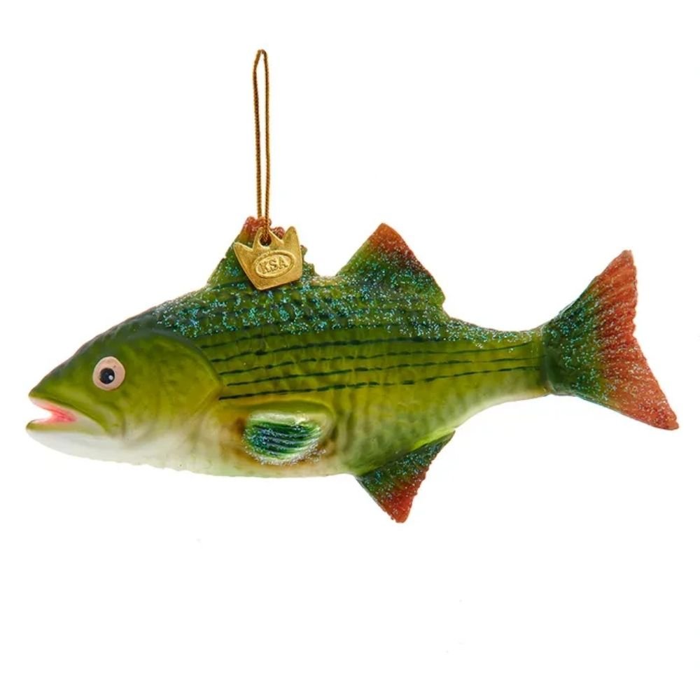 Kurt Adler Noble Gems™ Glass Bass Fish Ornament, 5 inches - Tree Treasures