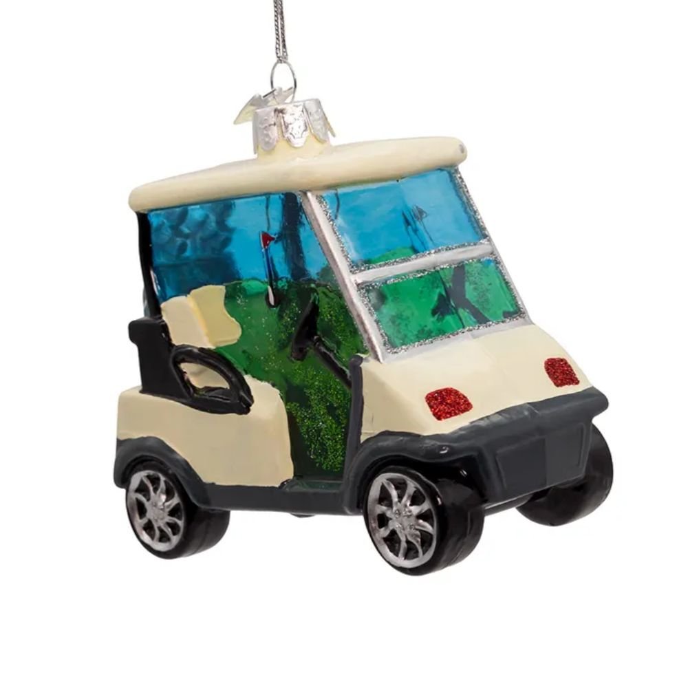 Kurt Adler Noble Gems™ Glass Golf Cart Ornament, 4 inches - Tree Treasures