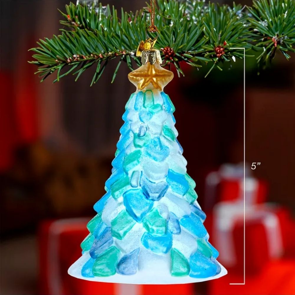 Kurt Adler Noble Gems™ Glass Sea Glass Christmas Tree Ornament, 5 inches - Tree Treasures