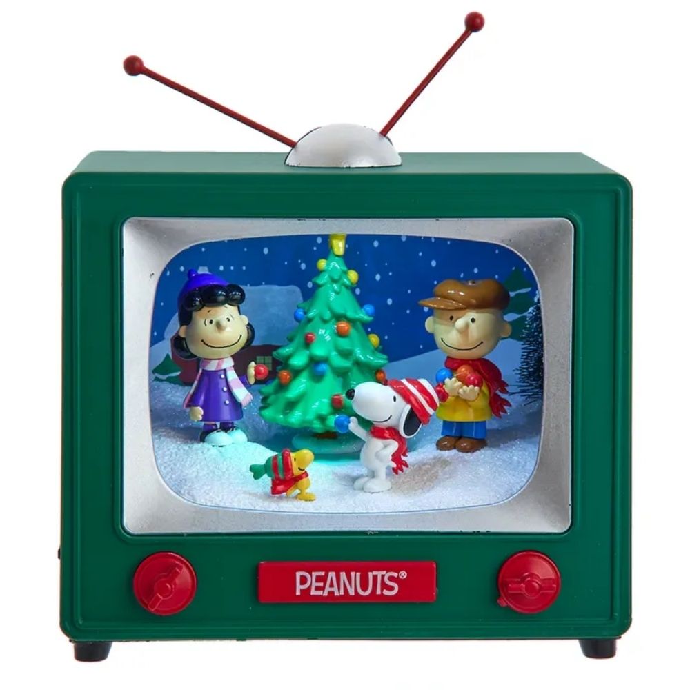 Kurt Adler Peanuts© Battery Operated Outdoor Scene Musical TV Table Piece, 6 inches - Tree Treasures