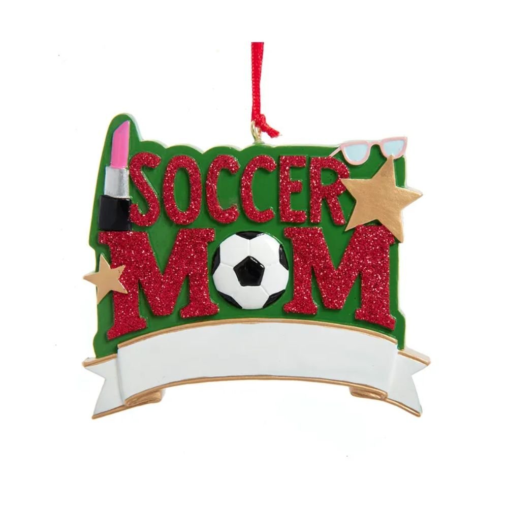 Soccer mom ornament with heart and cleats design for proud holiday moms