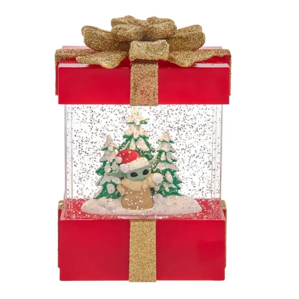 Kurt Adler Star Wars™ Battery Operated The Child LED Musical Swirl Water Gift Box Table Piece, 7 Inches - Tree Treasures