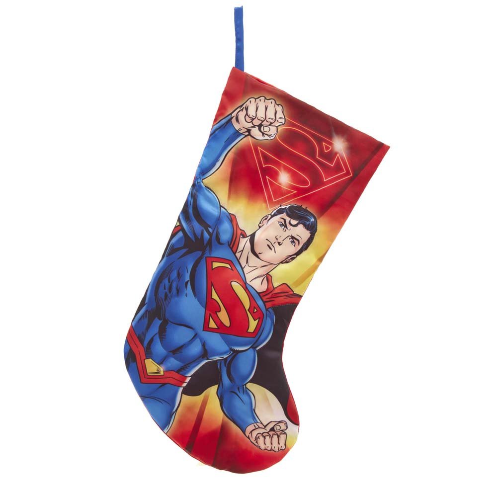Kurt Adler Superman™ Printed Satin Stocking – 19" DC Comics Christmas Decor - Tree Treasures