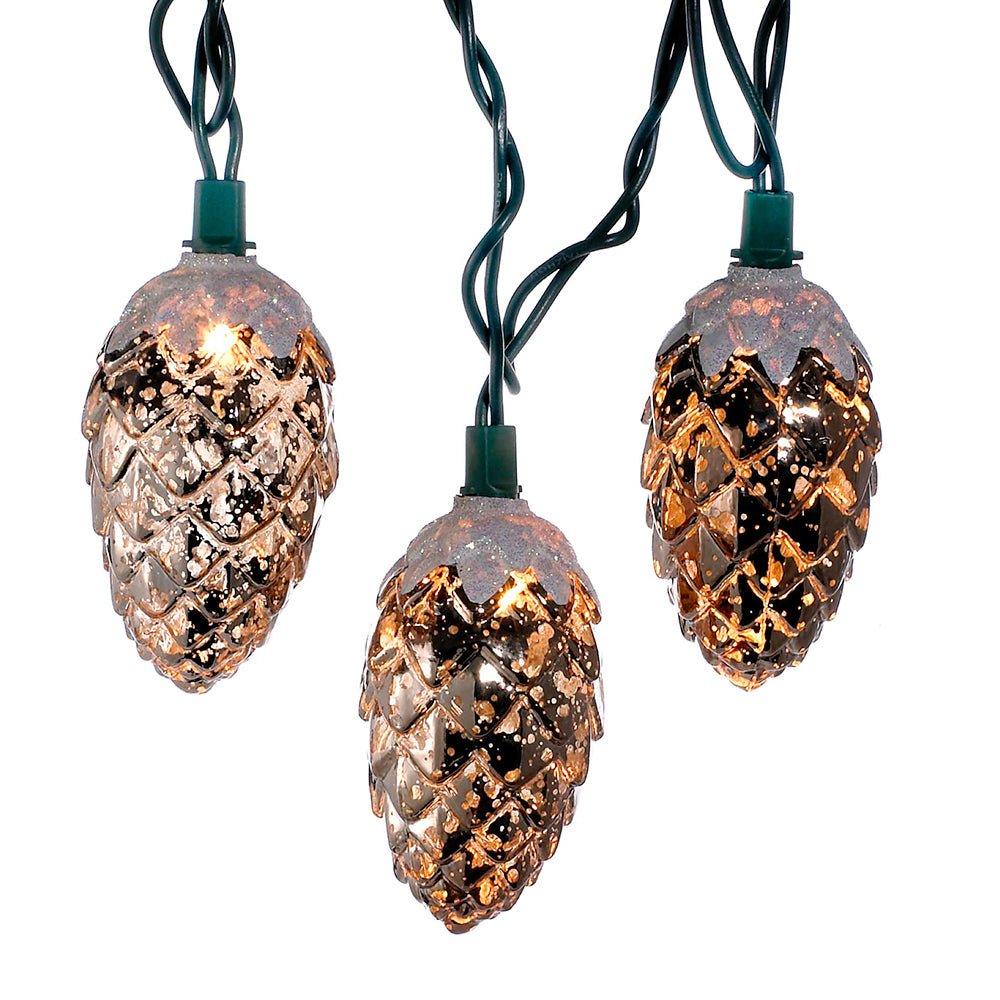 KURT ADLER UL 10 LIGHTS MERCURY PINECONE LIGHT SET - Tree Treasures