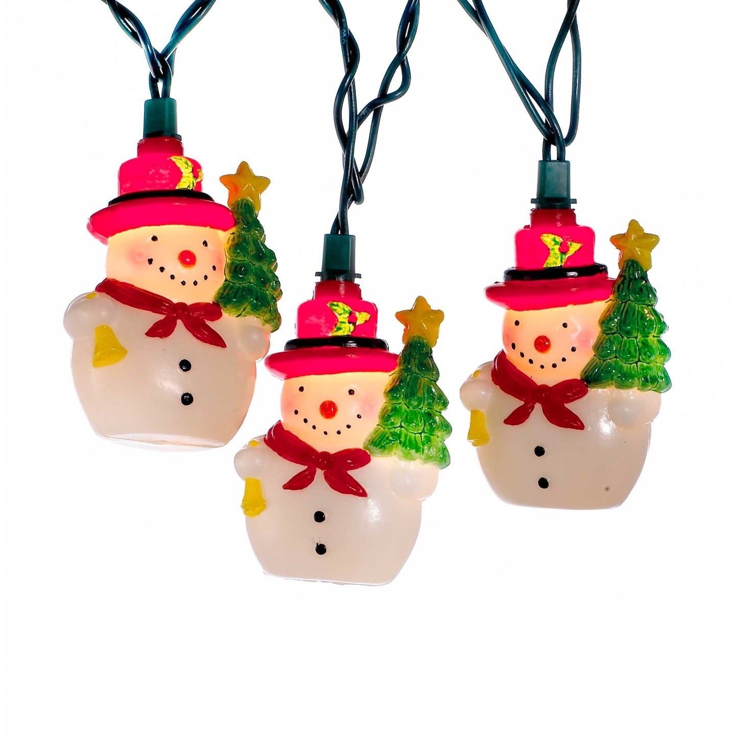 KURT ADLER UL 10 LIGHTS SNOWMAN WITH TREE LIGHT SET - Tree Treasures